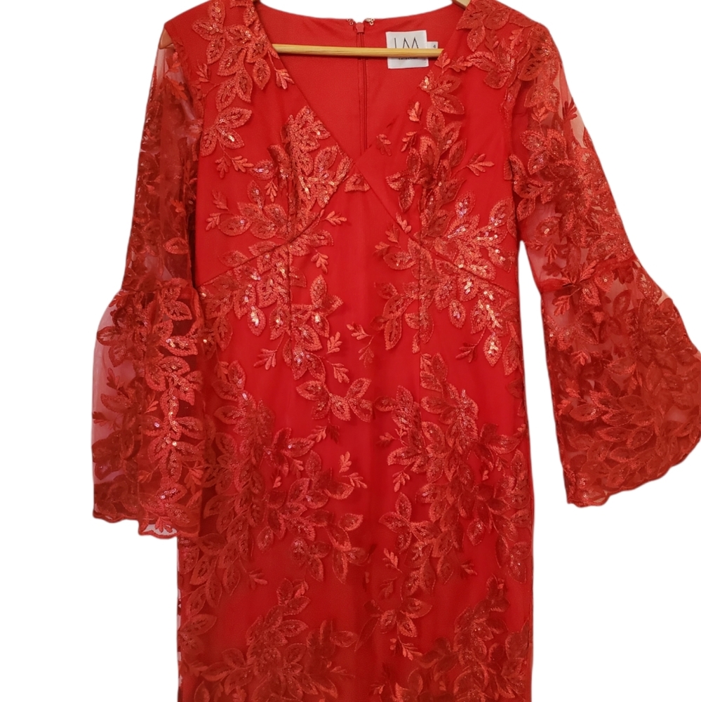 NWOT Red sequin lace dress by LM collection - Picture 6 of 10